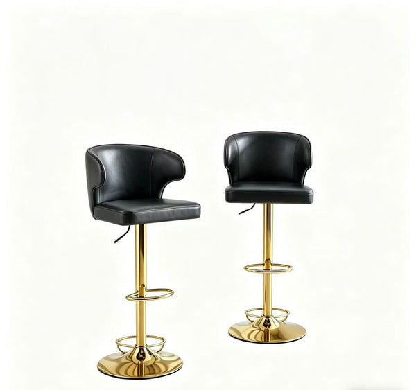 English Elm Modern Swivel Barstool Ergonomic High Back Pu Leather Seat for Kitchen Island or Home Bar Black W2920S00161