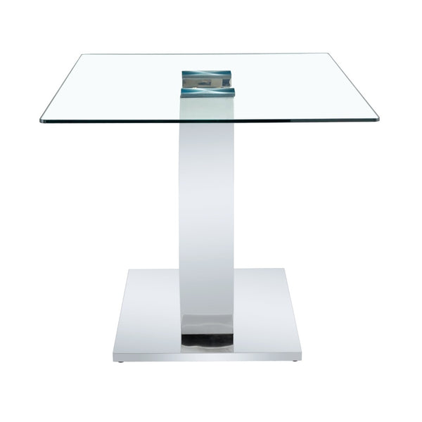 English Elm 63 Inch Rectangular Tempered Glass Dining Table Seats Six with Steel O-Shaped Legs W2920S00165