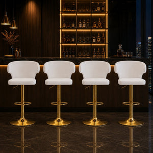 English Elm Modern Swivel Barstool Ergonomic High Back Pu Leather Seat for Kitchen Island or Home Bar White W2920S00166