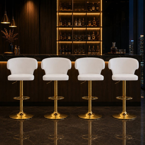 English Elm Modern Swivel Barstool Ergonomic High Back Pu Leather Seat for Kitchen Island or Home Bar White W2920S00166