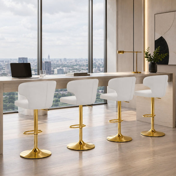 English Elm Modern Swivel Barstool Ergonomic High Back Pu Leather Seat for Kitchen Island or Home Bar White W2920S00166