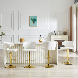 English Elm Modern Swivel Barstool Ergonomic High Back Pu Leather Seat for Kitchen Island or Home Bar White W2920S00166