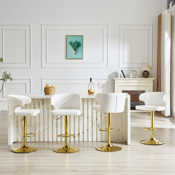 English Elm Modern Swivel Barstool Ergonomic High Back Pu Leather Seat for Kitchen Island or Home Bar White W2920S00166