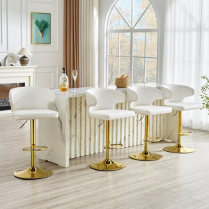 English Elm Modern Swivel Barstool Ergonomic High Back Pu Leather Seat for Kitchen Island or Home Bar White W2920S00166