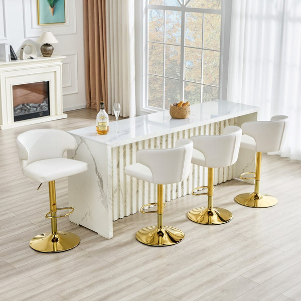 English Elm Modern Swivel Barstool Ergonomic High Back Pu Leather Seat for Kitchen Island or Home Bar White W2920S00166