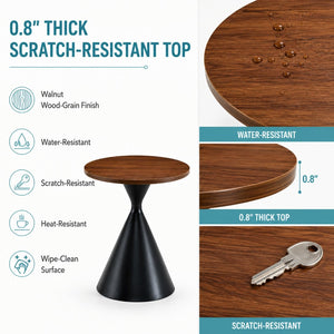 English Elm 2-piece Nesting Round Coffee Table Set Walnut Top Sculptural Steel Base Living Room Black + Walnut W2920S00182