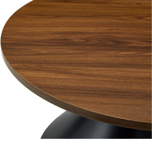English Elm 2-piece Nesting Round Coffee Table Set Walnut Top Sculptural Steel Base Living Room Black + Walnut W2920S00182