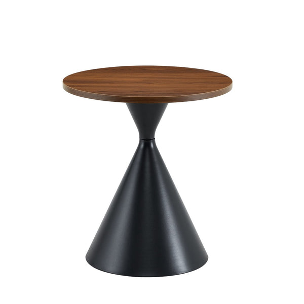English Elm 2-piece Nesting Round Coffee Table Set Walnut Top Sculptural Steel Base Living Room Black + Walnut W2920S00182