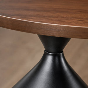 English Elm 2-piece Nesting Round Coffee Table Set Walnut Top Sculptural Steel Base Living Room Black + Walnut W2920S00182