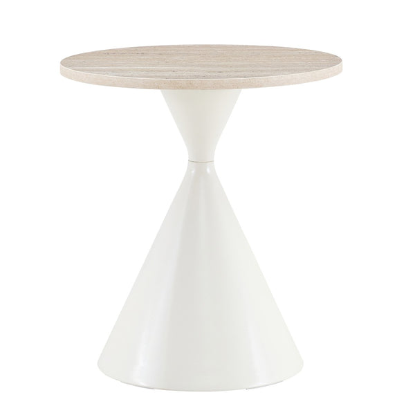 English Elm 2-piece Nesting Round Coffee Table Set Walnut Top Sculptural Steel Base Living Room White W2920S00183