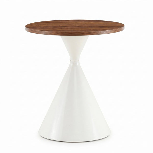 English Elm 2-piece Nesting Round Coffee Table Set Walnut Top Sculptural Steel Base Living Room White + Walnut W2920S00184