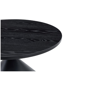 English Elm 2-piece Nesting Round Coffee Table Set Walnut Top Sculptural Steel Base Living Room Black W2920S00186