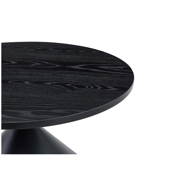 English Elm 2-piece Nesting Round Coffee Table Set Walnut Top Sculptural Steel Base Living Room Black W2920S00186