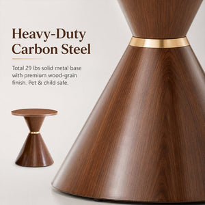 English Elm 2-piece Nesting Round Coffee Table Set Walnut Grain Hourglass Mid-century Modern Living W2920S00189