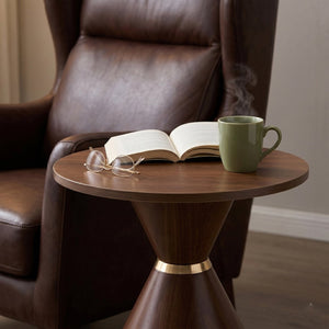 English Elm 2-piece Nesting Round Coffee Table Set Walnut Grain Hourglass Mid-century Modern Living W2920S00189