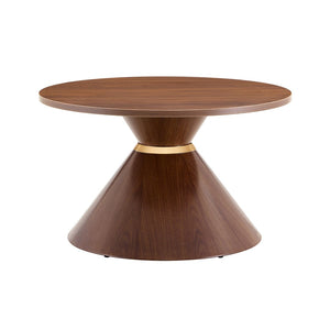 English Elm 2-piece Nesting Round Coffee Table Set Walnut Grain Hourglass Mid-century Modern Living W2920S00189