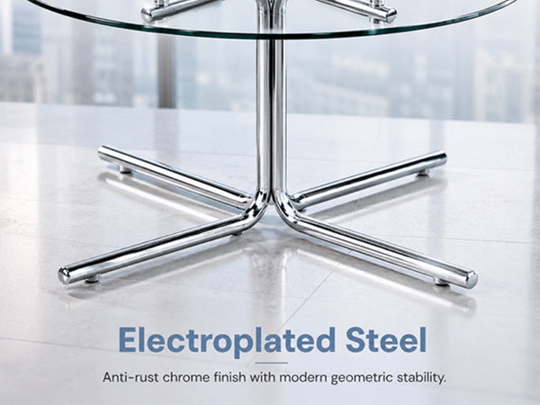 English Elm Modern Glass Top Pub Table Set Swivel Faux Leather Barstools Chrome Kitchen Bistro W2920S00190