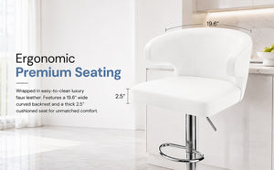 English Elm Modern Glass Top Pub Table Set Swivel Faux Leather Barstools Chrome Kitchen Bistro W2920S00190