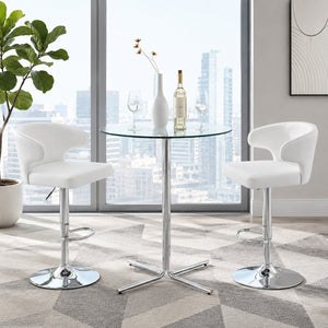 English Elm Modern Glass Top Pub Table Set Swivel Faux Leather Barstools Chrome Kitchen Bistro W2920S00190