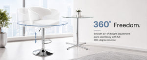 English Elm Modern Glass Top Pub Table Set Swivel Faux Leather Barstools Chrome Kitchen Bistro W2920S00190
