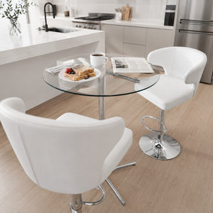 English Elm Modern Glass Top Pub Table Set Swivel Faux Leather Barstools Chrome Kitchen Bistro W2920S00190