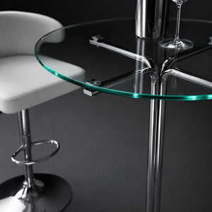 English Elm Modern Glass Top Pub Table Set Swivel Faux Leather Barstools Chrome Kitchen Bistro W2920S00190