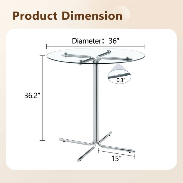 English Elm Modern Glass Top Pub Table Set Swivel Faux Leather Barstools Chrome Kitchen Bistro W2920S00190
