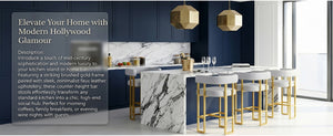 English Elm Modern Faux Leather Counter Stools Set of Four with Gold Steel Frame for Kitchen Islands W2920S00192