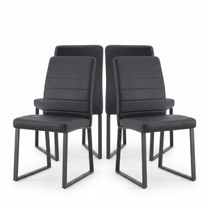 English Elm 31.5 Inch Round Dining Set Seats Four with PU Leather Chairs for Small Apartments Walnut / Black - A W2920S00207