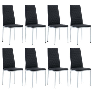 English Elm Commercial Diamond Tufted PU Leather Dining Chairs Set of 8 with Chrome Legs Black and Silver W2920S00209