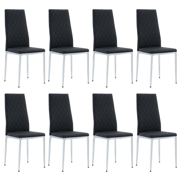 English Elm Commercial Diamond Tufted PU Leather Dining Chairs Set of 8 with Chrome Legs Black and Silver W2920S00209