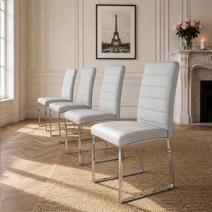 English Elm 4-Pack PU Leather Dining Chairs with Iron Frame and Thick Foam Cushion for Home Office W2920S00214