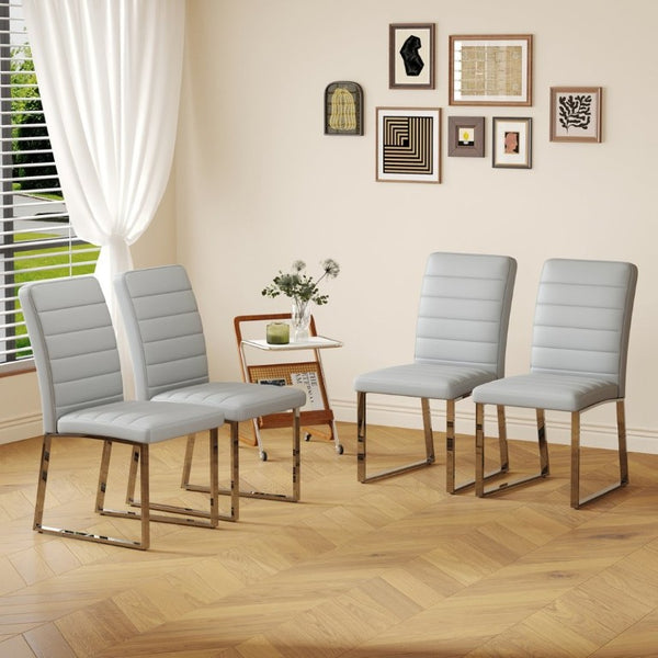 English Elm 4-Pack PU Leather Dining Chairs with Iron Frame and Thick Foam Cushion for Home Office W2920S00214
