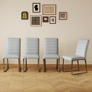 English Elm 4-Pack PU Leather Dining Chairs with Iron Frame and Thick Foam Cushion for Home Office W2920S00214