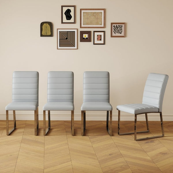 English Elm 4-Pack PU Leather Dining Chairs with Iron Frame and Thick Foam Cushion for Home Office W2920S00214