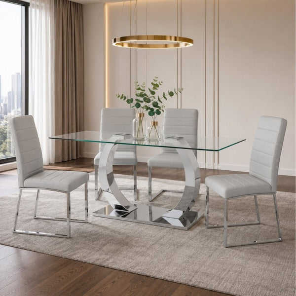 English Elm 4-Pack PU Leather Dining Chairs with Iron Frame and Thick Foam Cushion for Home Office W2920S00214