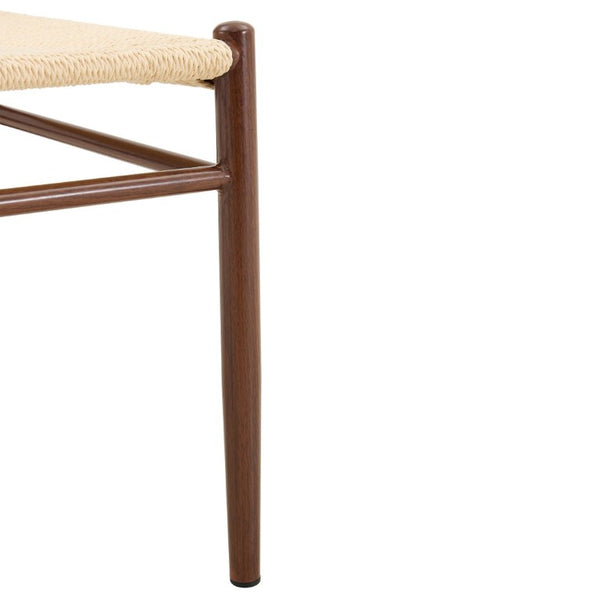 English Elm Table and Chair Set 42 Inch Round Stone Top with Four Rope Woven Wishbone Dining Seats W2920S00216