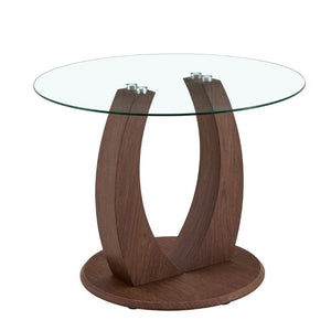 English Elm 2-In-1 Reversible Pedestal Round Tempered Glass Dining Table Walnut Base Seats Four W2920S00225