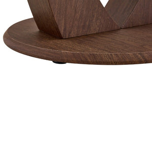English Elm 2-In-1 Reversible Pedestal Round Tempered Glass Dining Table Walnut Base Seats Four W2920S00225