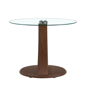 English Elm 2-In-1 Reversible Pedestal Round Tempered Glass Dining Table Walnut Base Seats Four W2920S00225