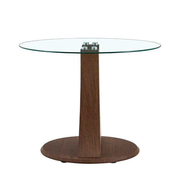 English Elm 2-In-1 Reversible Pedestal Round Tempered Glass Dining Table Walnut Base Seats Four W2920S00225