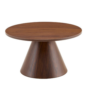 English Elm Round Nesting Coffee Tables Walnut Grain Melamine Tops Steel Pedestal Base Living Room W2920S00229