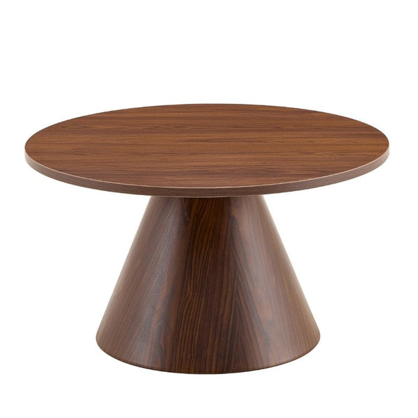 English Elm Round Nesting Coffee Tables Walnut Grain Melamine Tops Steel Pedestal Base Living Room W2920S00229
