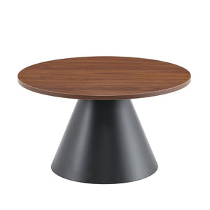 English Elm Round Nesting Coffee Tables Walnut Grain Top Steel Cone Base Mid-Century Living Room Set Walnut+Black W2920S00230