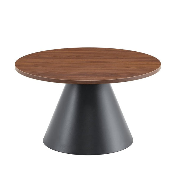 English Elm Round Nesting Coffee Tables Walnut Grain Top Steel Cone Base Mid-Century Living Room Set Walnut+Black W2920S00230