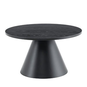 English Elm Round Nesting Coffee Tables Walnut Grain Top Steel Cone Base Mid-Century Living Room Set Black W2920S00231