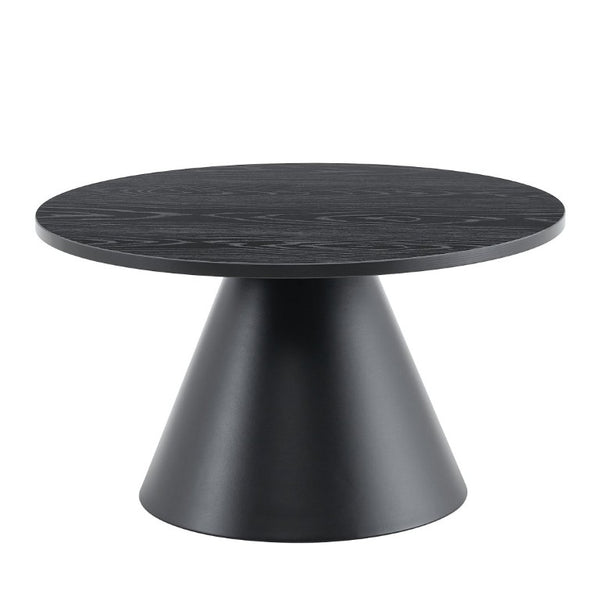 English Elm Round Nesting Coffee Tables Walnut Grain Top Steel Cone Base Mid-Century Living Room Set Black W2920S00231