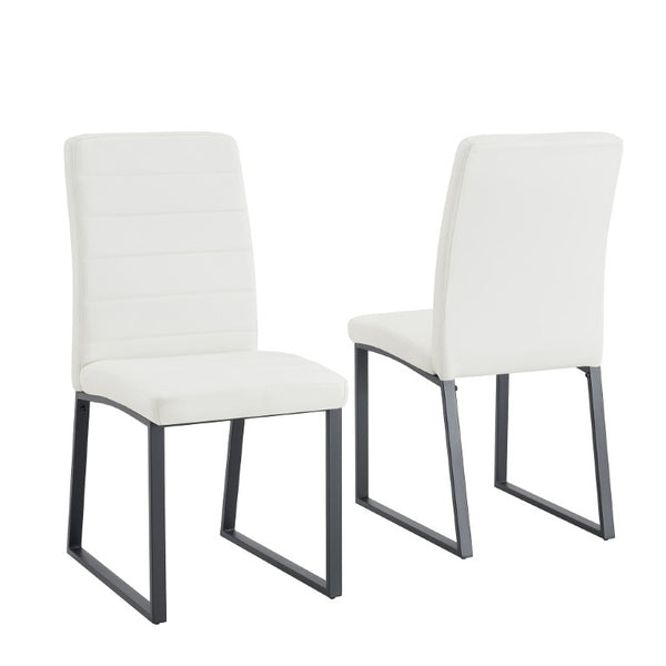 English Elm 23.6 Round Two Person Dining Set with Walnut MDF Table and White PU Leather Chairs Wood Table + 2 White Chairs W2920S00240