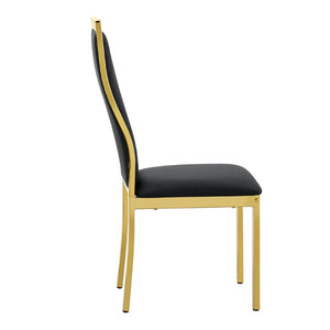 English Elm Modern Gold Frame High Back Faux Leather Dining Chairs with Lumbar Support Set of 4 W2920S00249