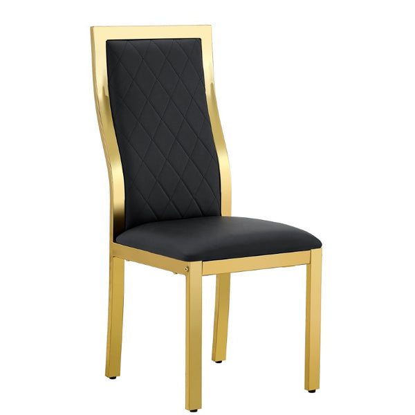 English Elm Modern Gold Frame High Back Faux Leather Dining Chairs with Lumbar Support Set of 4 W2920S00249